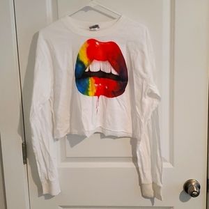 Ladies Crop top/Midriff Long Sleeve Graphic T-Shirt